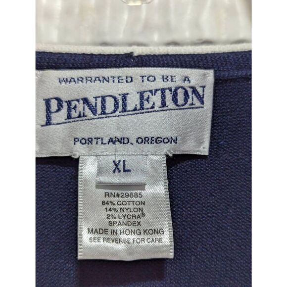 Pendleton Women's Navy Blue Button-Front White Piping & Buttons Cardigan Extra L - Picture 2 of 7